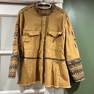Johnny Was Tan Embroidered Jacket